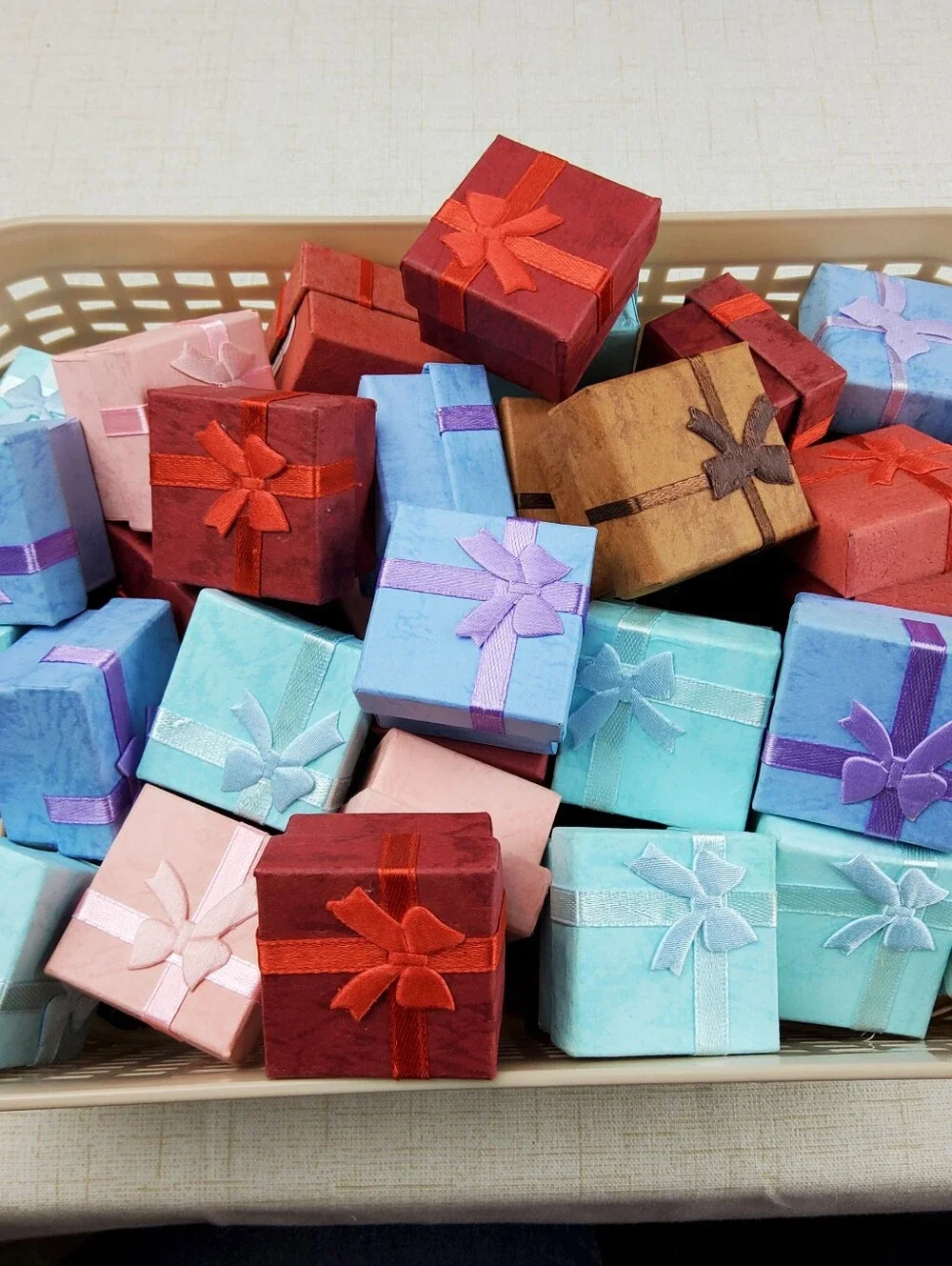 12pc Gift Boxes For Ring ,Pink, Blue, Red, Purple, Turquoise